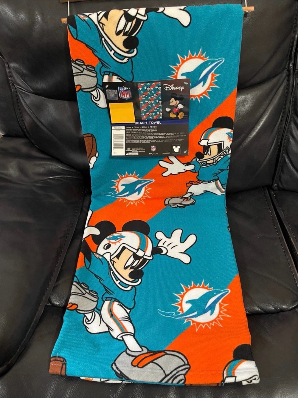 NFL Miami Dolphins Beach Towel Mickey Dolphins Beach Towel Football